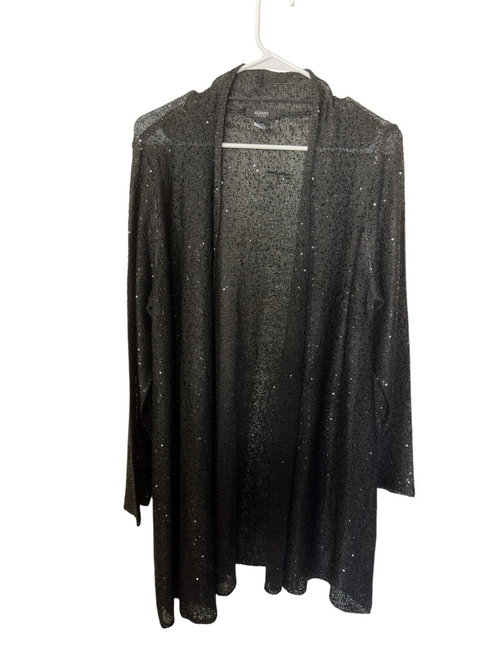 Alfani Black and White Tweed Open Cardigan